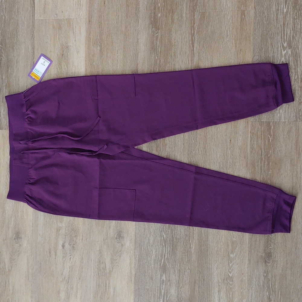 NWT Angie Uniforms YogaFlex Women's Purple Scrub Jogger Pants Size S